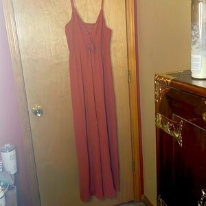 Orange Cider jumpsuit ties in front 100% polyester size L US 10/12